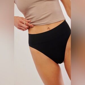 Free People Intimately No Show Seamless High Rise Thong Black L-XL NWT! $12